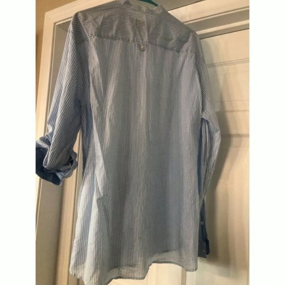 H & M Striped Baby Blue & White Dress Shirt Sz XL - Picture 4 of 5